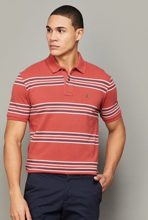 FAHRENHEIT Striped Regular Fit Polo T-shirt