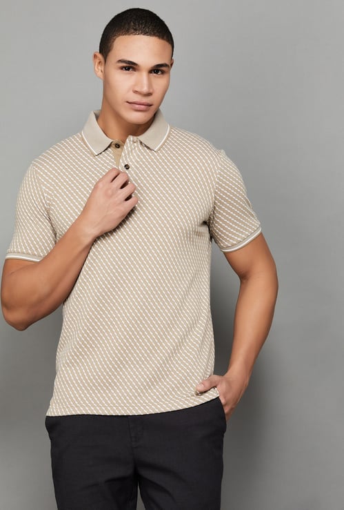 FAHRENHEIT Patterned Polo T-shirt