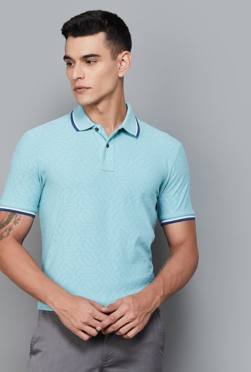 FAHRENHEIT Self Design Polo T-shirt