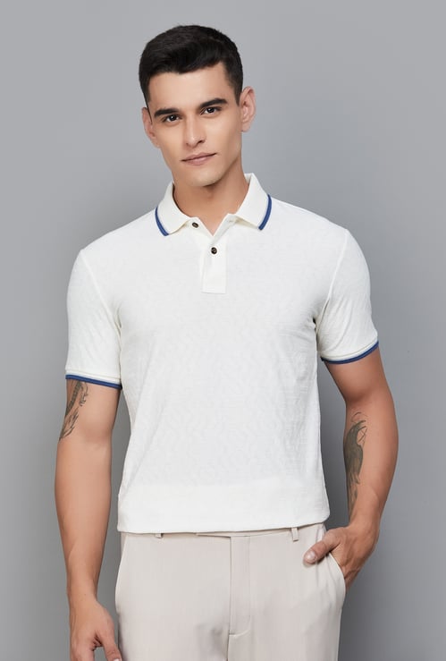FAHRENHEIT Self Design Polo T-shirt