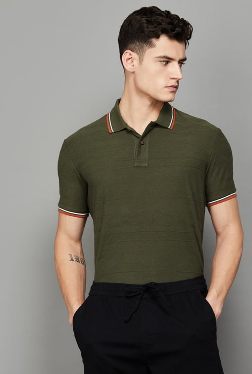 FAHRENHEIT Textured Polo T-shirt