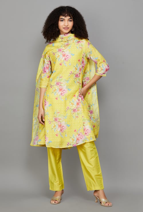 W Floral Print A-line Kurta Set