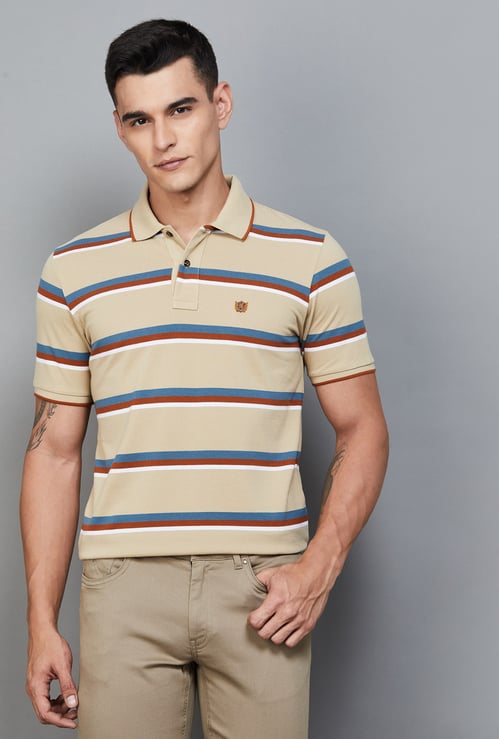 FAHRENHEIT Striped Polo T-shirt