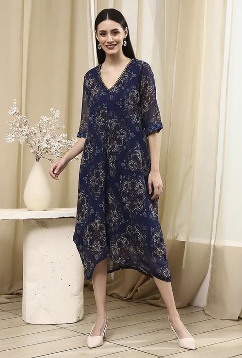 BIBA Printed A-line Dress with Camisole