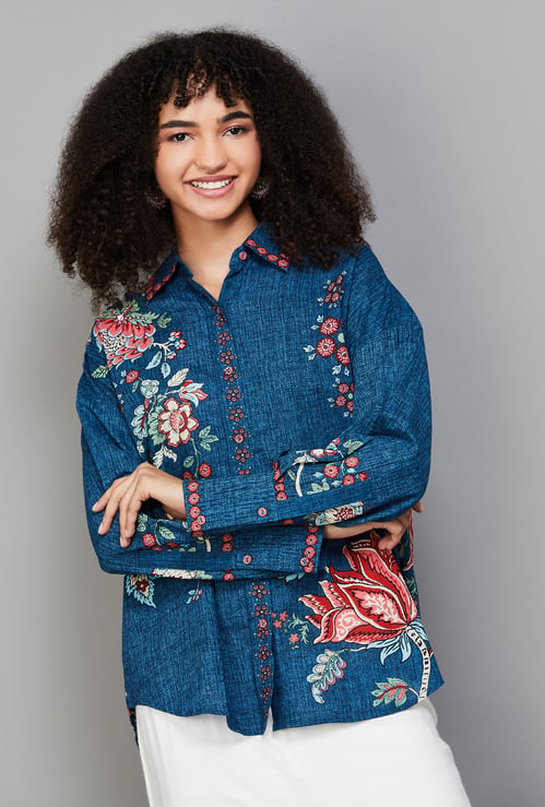 BIBA Floral Print Tunic with High Low Hem