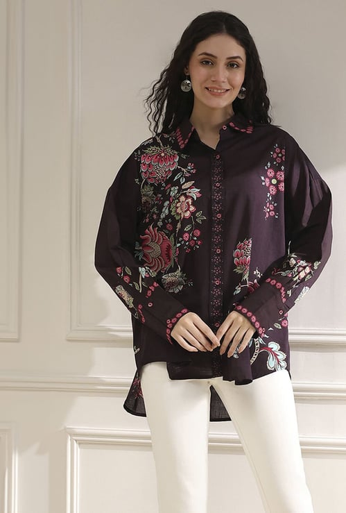 BIBA Floral Print Tunic with High Low Hem