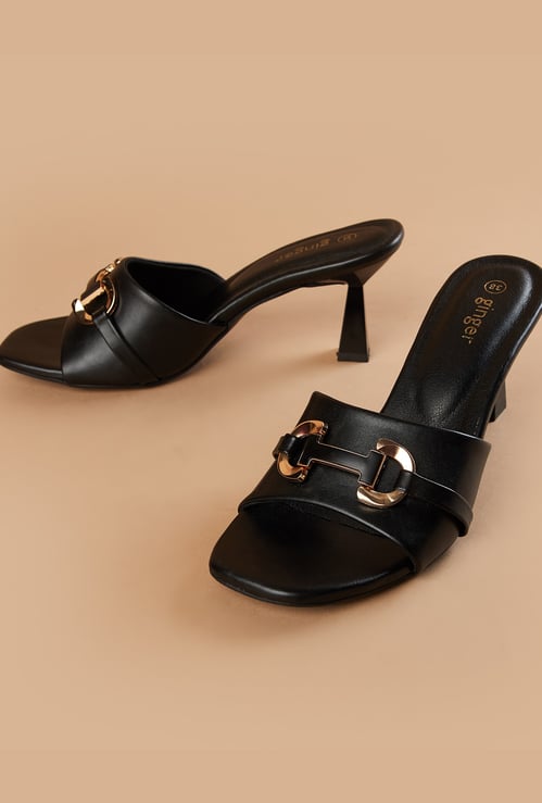 GINGER Metal Accent Spool Heels
