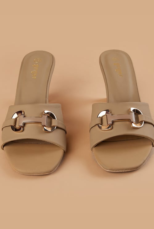 GINGER Metal Accent Spool Heels