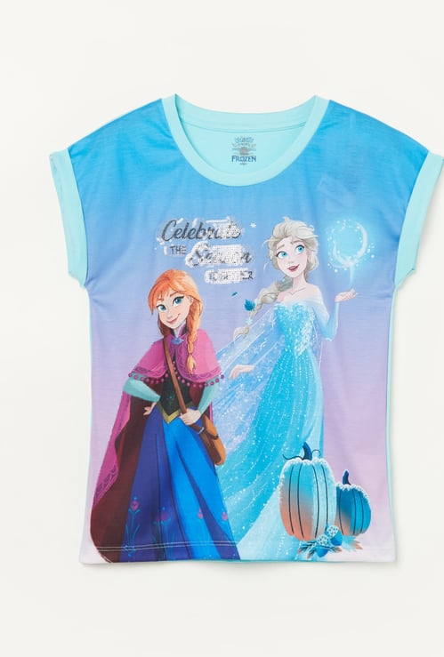 KIDSVILLE Girls Frozen Graphic Print T-shirt
