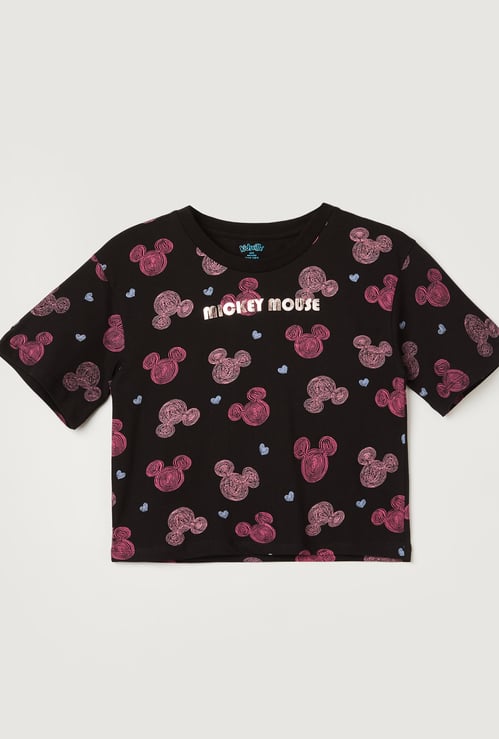 KIDSVILLE Girls Mickey Mouse Print T-shirt