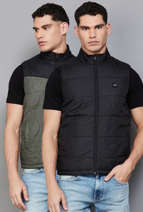 SPYKAR Colourblocked Quilted Reversible Jacket