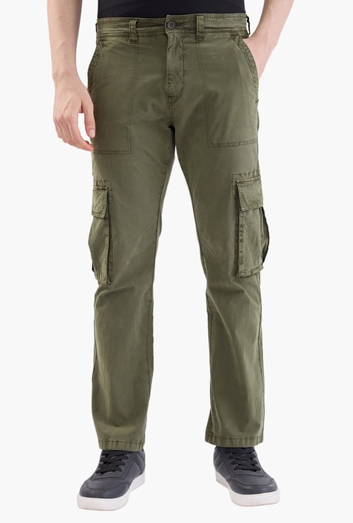 SPYKAR Solid Regular Fit Cargos