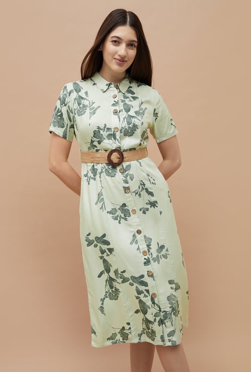 FAME FOREVER Floral Print Shirt Dress