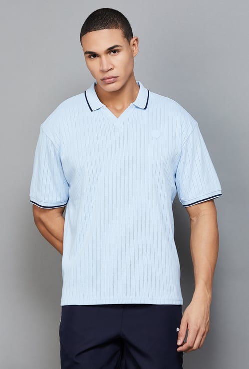 PUMA Striped Johnny Collar Knit T-shirt