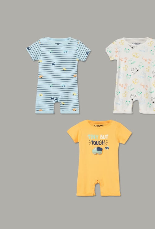 JUNIOR BABY Boys Printed Romper - Pack of 3
