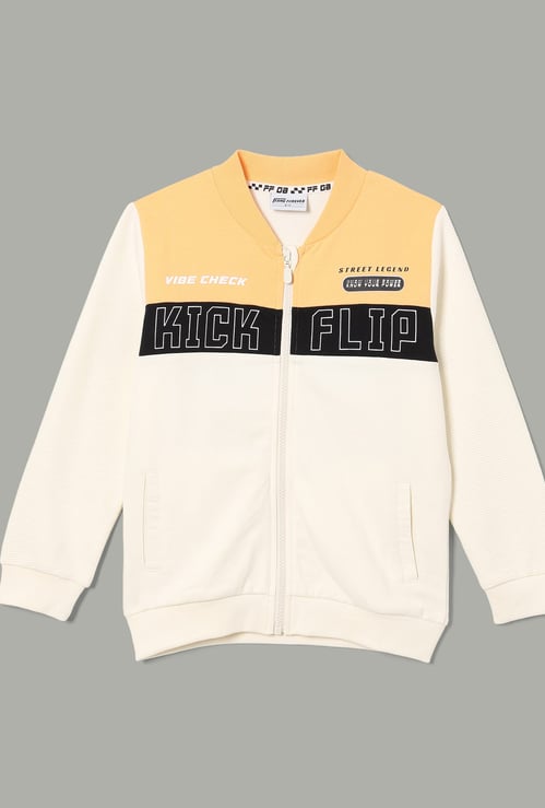 FAME FOREVER Boys Colourblock Zip-Up Sweatshirt