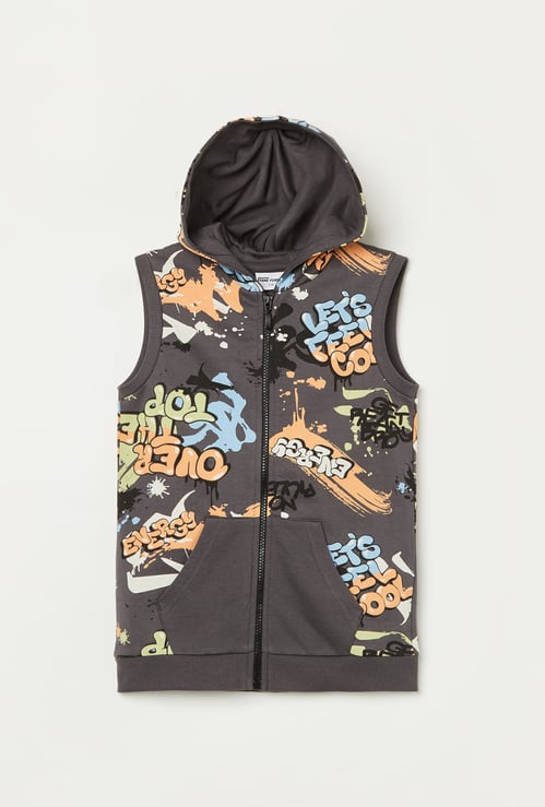 FAME FOREVER Grafitti Print Zipper Sweatshirt