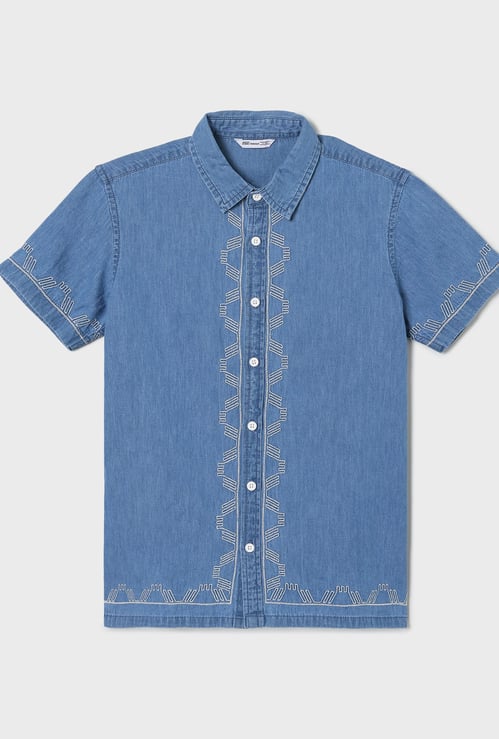 FAME FOREVER Boys Embroidered Shirt