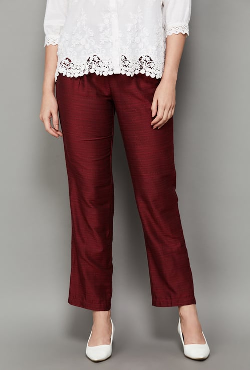 SPAN Woven Design Straight Pants