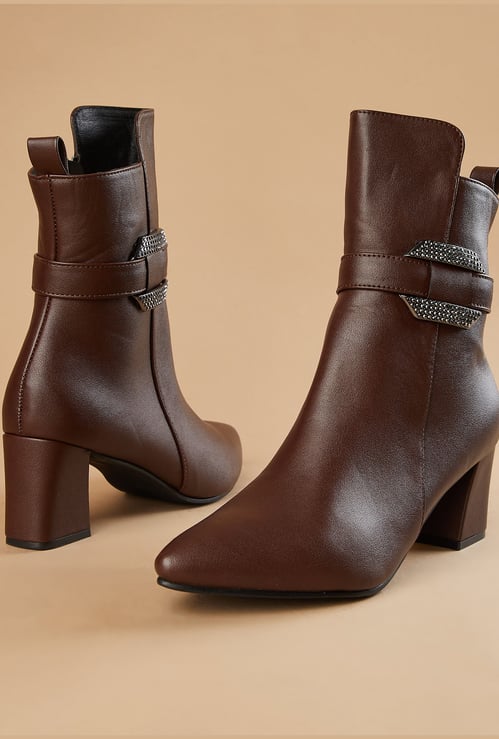 GINGER Embellished Block-Heel Ankle Boots