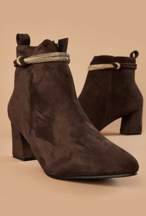 GINGER Embellished Block-Heel Ankle Boots