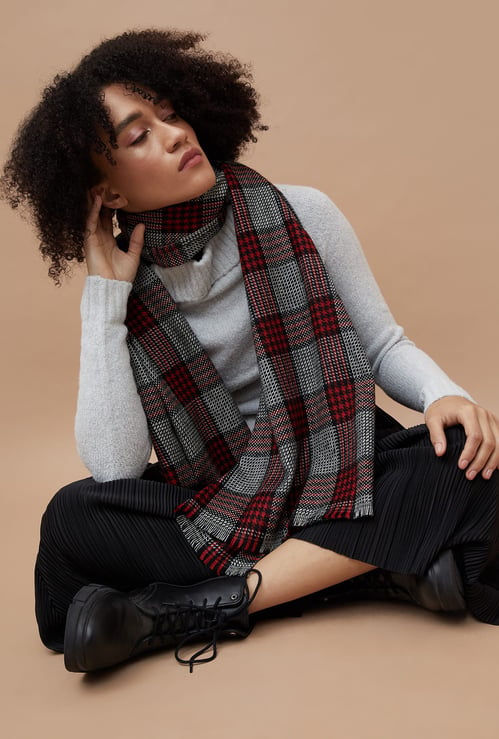 GINGER Checked Tassel Detail Stole