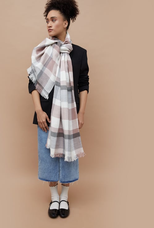 GINGER Checked Tassel Detail Stole