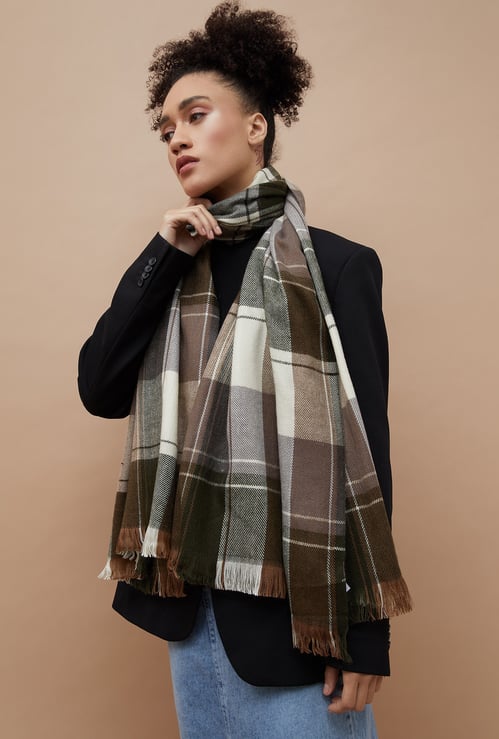 GINGER Checked Tassel Detail Stole