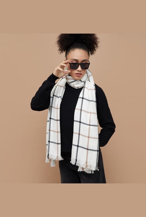 GINGER Checked Tassel Detail Stole