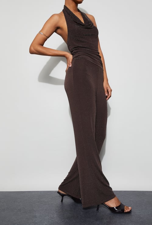 GINGER Metallic Woven Flared Trousers