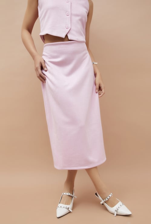 GINGER Solid Midi Skirt