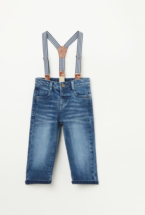 JUNIORS Boys Whiskered Jeans with Suspenders