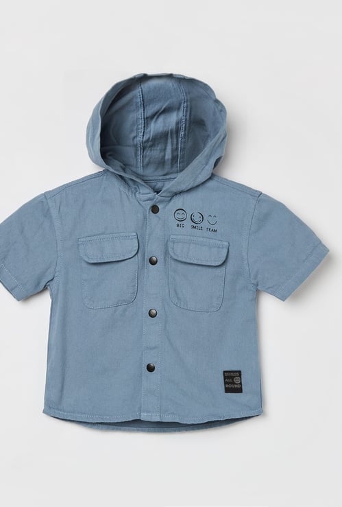 JUNIORS Boys Solid Hooded Shirt