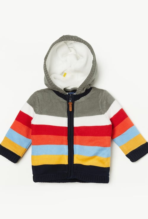 JUNIORS Boys Striped Hooded Sweater