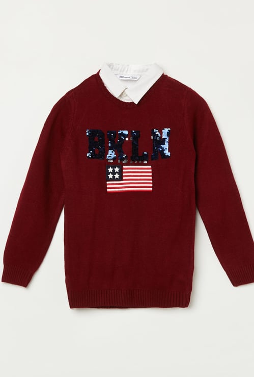 FAME FOREVER Sequined Sweater