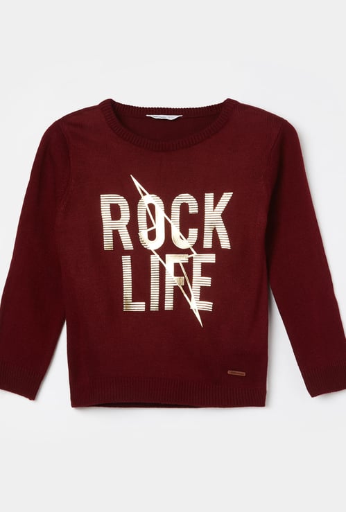 FAME FOREVER Metallic Print Sweater