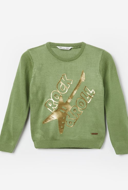 FAME FOREVER Metallic Print Sweater