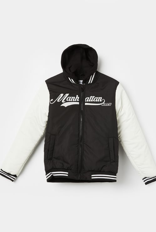 FAME FOREVER Boys Colourblock Hooded Bomber Jacket