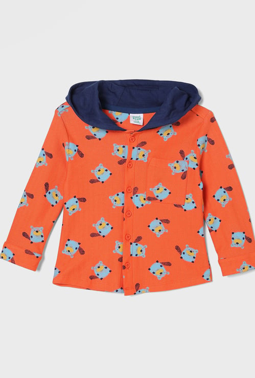 FS MINI KLUB Boys Printed Hooded Shirt