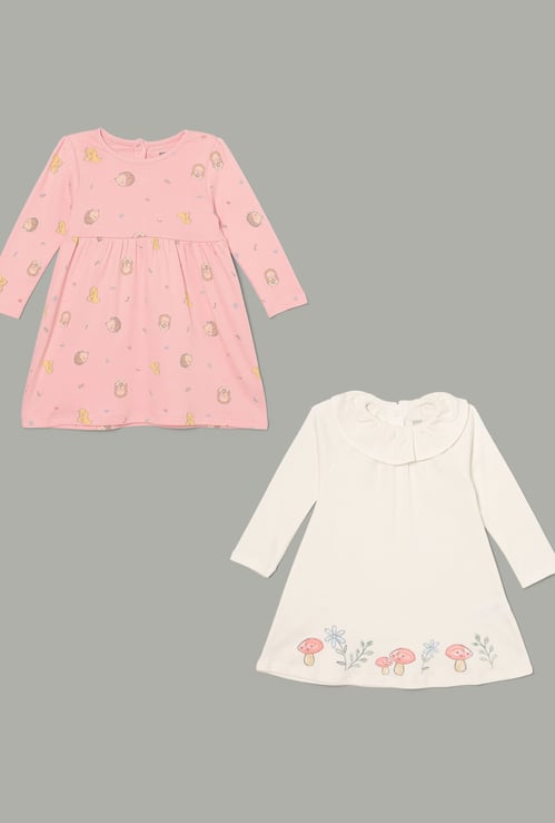 FS MINI KLUB Girls Printed A-line Dress - Pack of 2