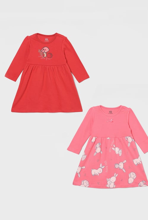FS MINI KLUB Girls Printed A-line Dress - Pack of 2