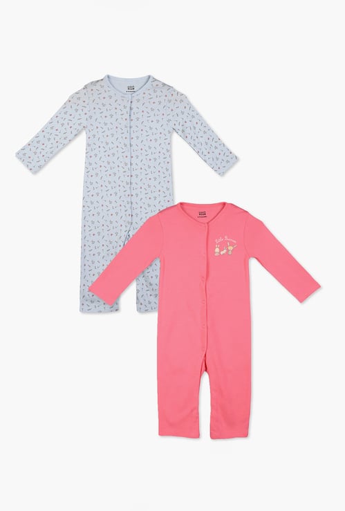 FS MINI KLUB Girls Printed Rompers - Pack of 2