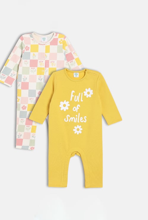 FS MINI KLUB Girls Printed Rompers - Pack of 2