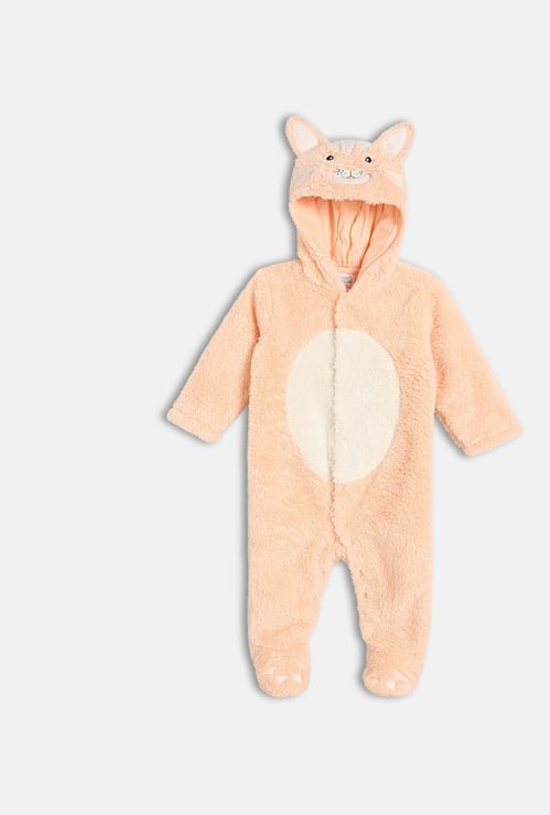 FS MINI KLUB Girls Applique Hooded Sleepsuit