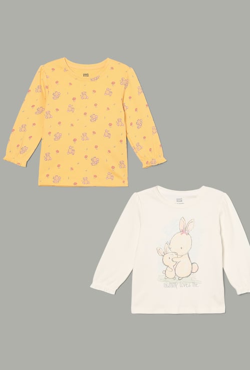 FS MINI KLUB Girls Printed T-shirt - Pack of 2