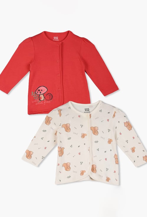 FS MINI KLUB Girls Printed Button T-shirt
