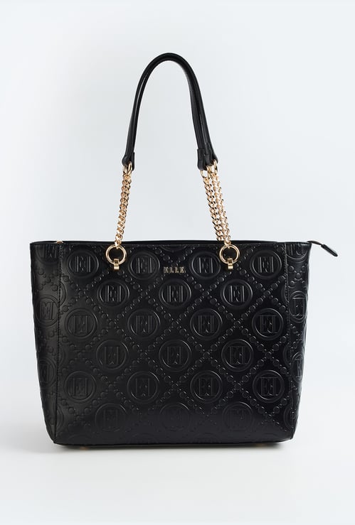ELLE Logo Embossed Shoulder Bag