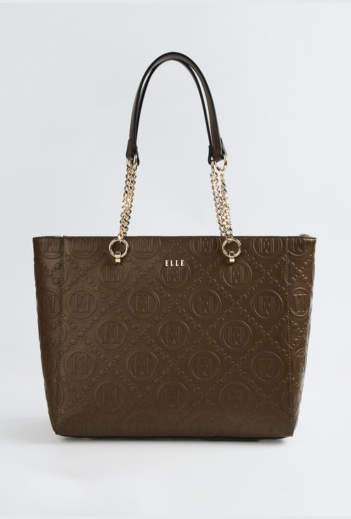 ELLE Logo Embossed Shoulder Bag