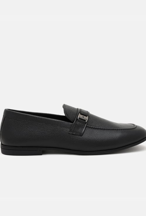 LOUIS PHILIPPE Textured Leather Slip-On Shoes