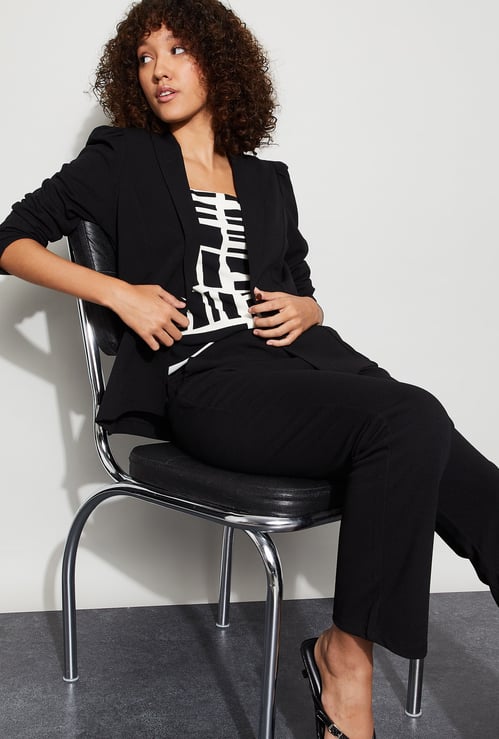 CODE Solid Single-Breasted Blazer
